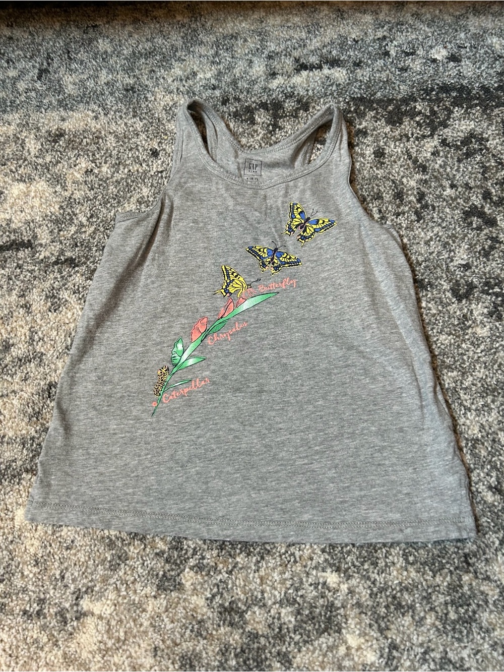 Girls' Grey Butterfly Graphic Tank Top